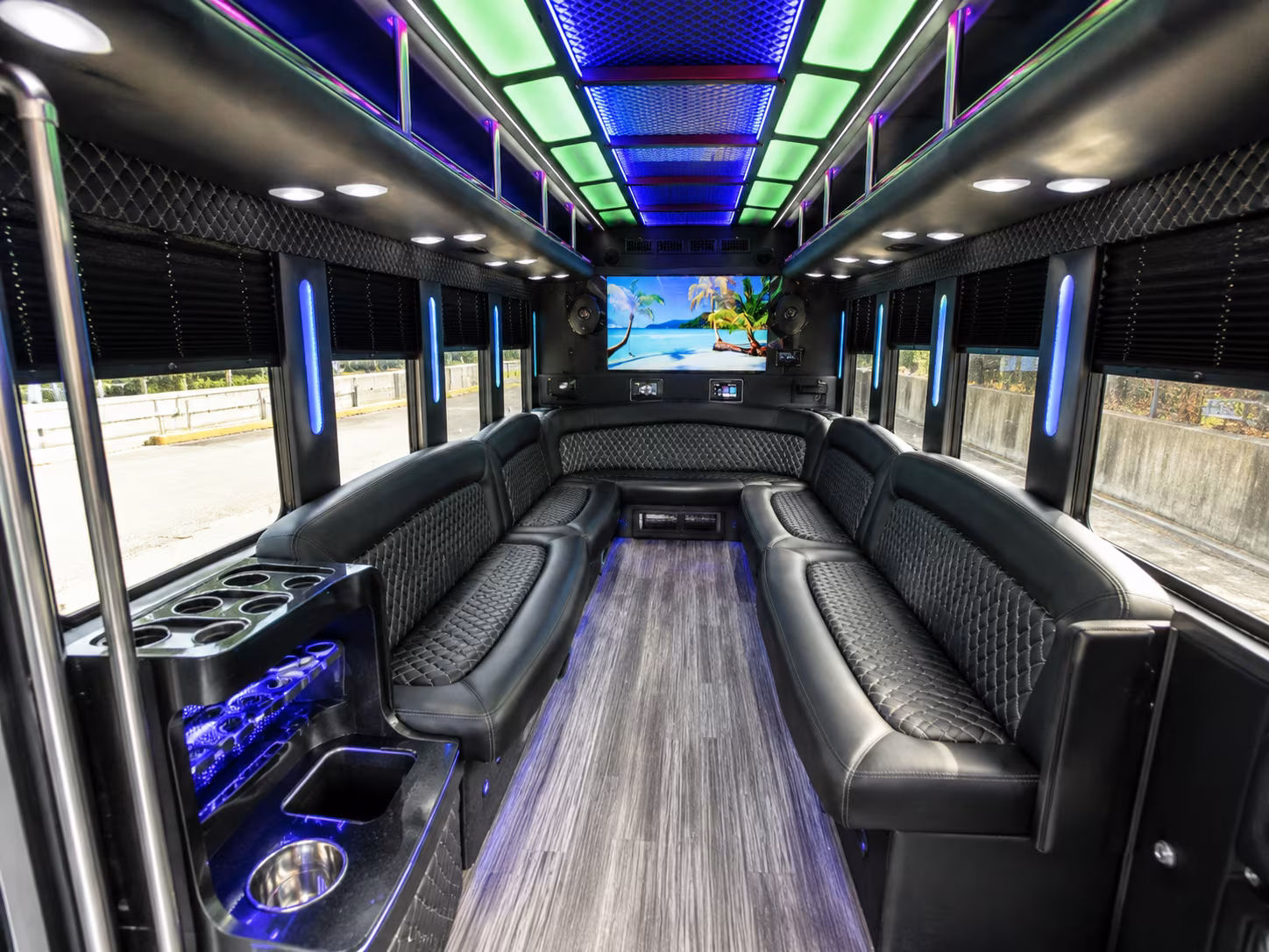 saint paul 18 passenger party bus inside